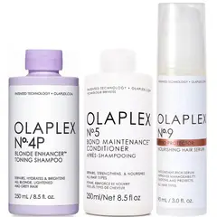 OLAPLEX - N°4P + N°5 + N°9 Shampoo Cabello Rubio + Acondicionador Sérum