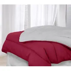 ARLIN TEXTIL - Edredon Damasco Bicolor Queen Color Guinda / Plomo