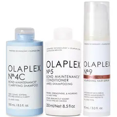 OLAPLEX - N°4C + N°5 + N°9 Shampoo Clarificante + Acondicionador + Sérum