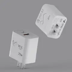 VEX - Cargador 4.5 A USB+PD 20W q.c 3.0 carga rápida con cable Tipo C Blanco