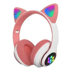 SEISA - Audífonos inalámbricos Bluetooth - Oreja de Gato - Rosado