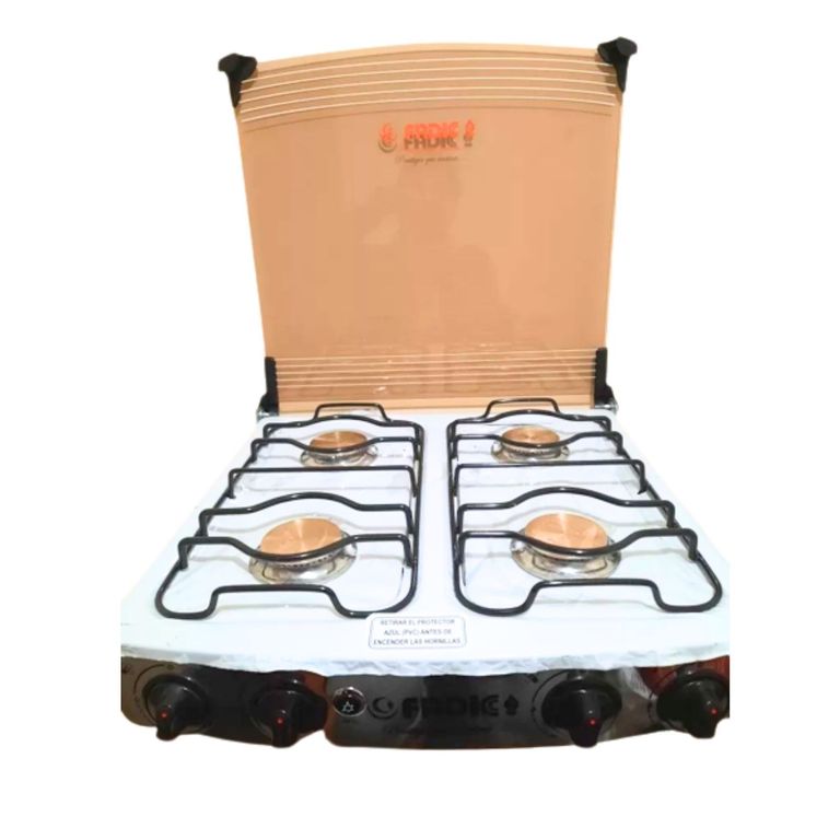 COCINA DE MESA 4 HORNILLAS TOT ACERO INOX TAPA DE VIDRIO ENCENDIDO ELECTRICO JAZMIN 20"