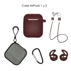 OEM - Case Estuche Funda Protector para Apple AirPods - Kit 5 En 1 - MARRON
