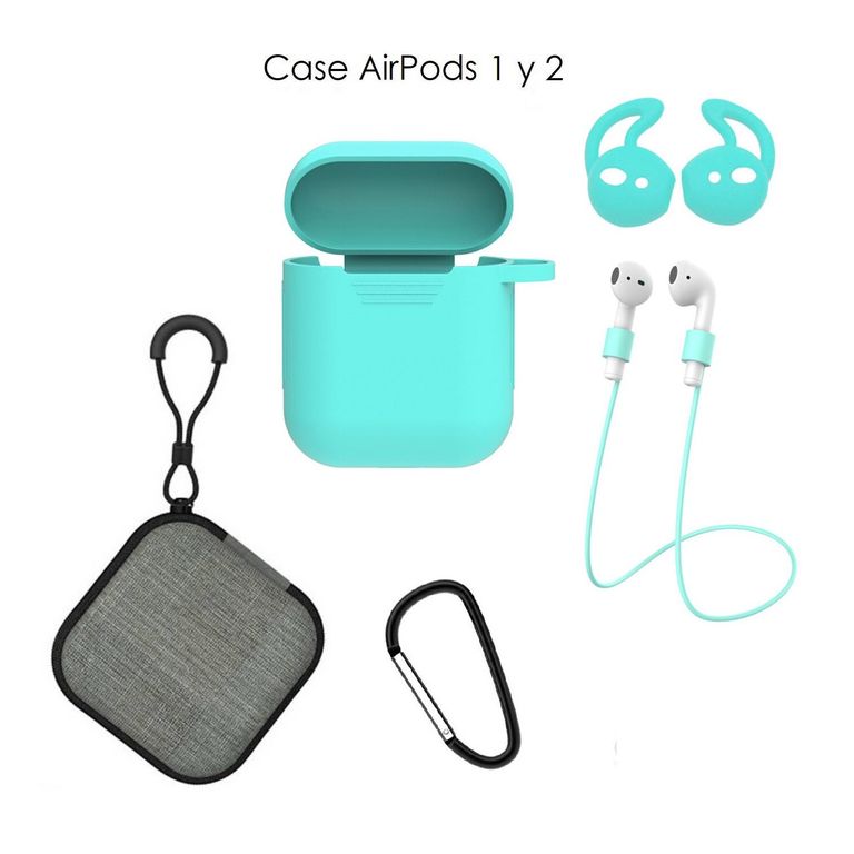 Case Estuche Funda Protector para Apple AirPods - Kit 5 En 1 - VERDE P