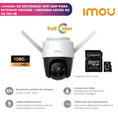IMOU - CÁMARA DE SEGURIDAD WIFI CRUISER 2MP PARA EXTERIOR INTERIOR MICROSD 128GB