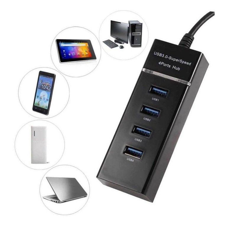 Hub usb 3.0 4 puertos 5 gbps cable 30cm extensor alta velocidad