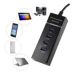 GENERICO - Hub 4 puertos usb 3.0 5gbps 30 cm indicador led super speed