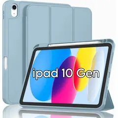 GENERICO - Funda Case Para iPad 10ma Gen 10.9 (2022) Con Porta Pencil - CELESTE