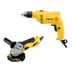 PRETUL - Combo Taladro 550W Amoladora 700w