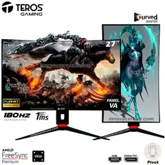 Teros - Monitor Gaming Curvo 27 Full HD 180hz, 1MS, AMD FreeSync, Pivot