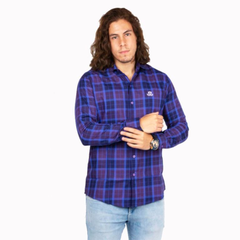 Camisa Manga Larga a Cuadros Piero Biani Hombre de AlgodÃ³n Pima.