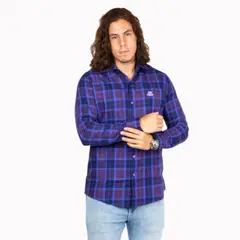 GENERICO - Camisa Manga Larga a Cuadros Piero Biani Hombre de AlgodÃ³n Pima.