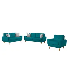 GENERICO - Juego de Sala Micaela 3-2-1 Cuerpos Asientos Fijos Color Jade