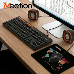 MEETION - Kit Teclado multimedia español + Mouse + Speakers + Pad C105 Productividad Estudio & Trabajo