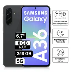 SAMSUNG - GALAXY A36 5G 8GB 256GB NEGRO + ADAPTADOR 25W
