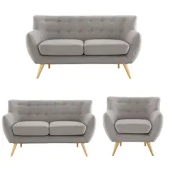 GENERICO - Juego de Sala Montana 3-2-1 Cuerpos Asientos Fijos Color Plateado