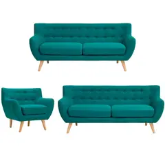 GENERICO - Juego de Sala Montana 3-2-1 Cuerpos Asientos Fijos Color Jade