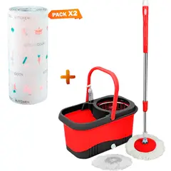 SASHIJA - Balde Trapeador Dispensador RJ Y Papel Toalla ReutilizableX2