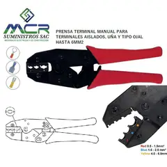 GENERICO - ALICATE PRENSA TERMINAL MANUAL PARA TERMINAL AISLADOS OJAL Y UÑA
