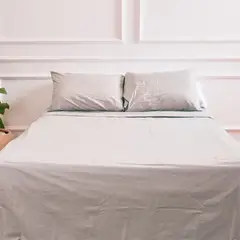 SUIT THE BED - Juego De Sábanas Algodón Pima - 1 Plaza - 150 Hilos - Plomo