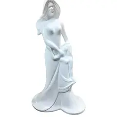 PERU - Adorno, Decorativo de mama e hija en ceramica blanca de 34 cm alto