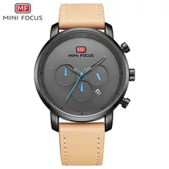 MINI FOCUS - Reloj Acero Negro y Cuero Melón MIN-20