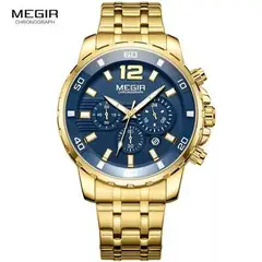 MEGIR - Reloj Acero Dorado y Azul MEG-45_.