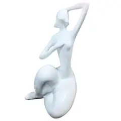 PERU - Adorno, Decorativo silueta mujer en cerámica color blanco 33 cm alto