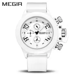 MEGIR - Reloj Acero Blanco y Silicona Blanco MEG-17