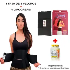 GENERICO - PACK Faja de 3 Velcros Más Lipocream Crema Reductora