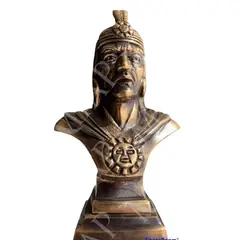 PERU - Adorno, Decorativo o busto de bronce del Inca Pachacutec de 19 cm