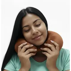 GENERICO - Cojin Cervical de Terciopelo para Viaje Color Marrón