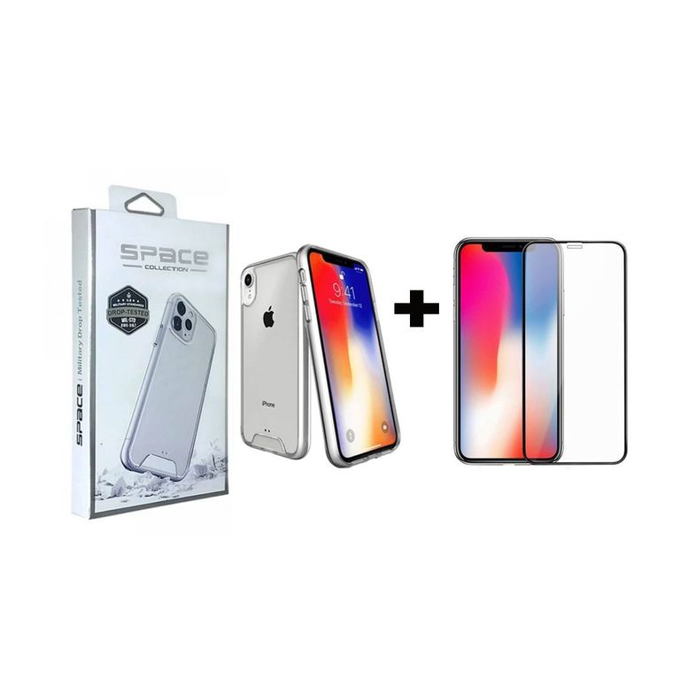 Funda Space Y Vidrio Templado para iPhone XS Transparente
