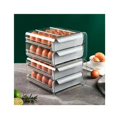 GRETAIL - Organizador Contenedor Huevos 02 Niveles Acrílico 32unds Plomo