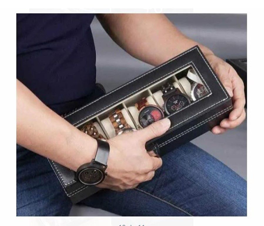 Caja Organizadora Porta Relojes 6 Compartimientos NEGRO