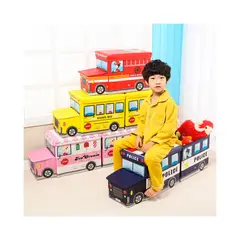 GRETAIL - Caja Organizadora Juguetes Ropa Puff Bus Niños Niñas Multiuso Rosado Fucsia