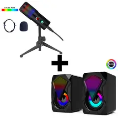 DREIZT - Combo Micrófono de Mesa Black RGB Parlantes