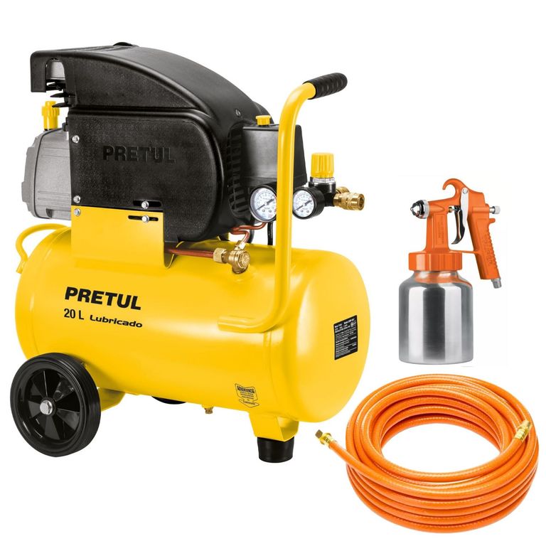 KIT Compresora de Aire 20Lt, manguera 10m, pistola para pintar