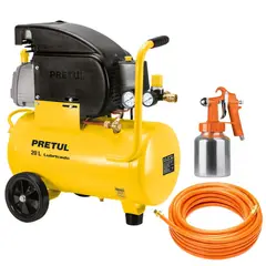 PRETUL - KIT Compresora de Aire 20Lt, manguera 10m, pistola para pintar