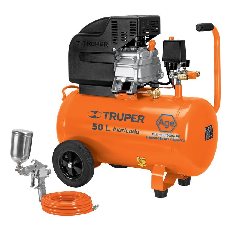 Kit, Compresor 50 L, 3-1/2 Hp, Manguera De Pvc Y Pistola Truper.