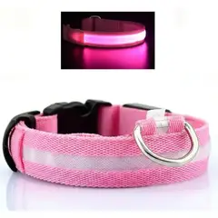 GENERICO - Collar Correa con Luces Mascota Perro Gato Rosa