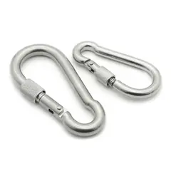 GENERICO - Gancho Mosquetón Arnés De Metal 8cm Con Seguro Pack 2 Unid