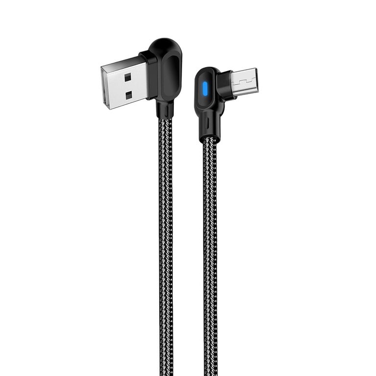 Cable USB Micro-USB 90° LED 2M - Ikafree