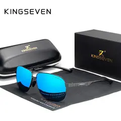 KINGSEVEN - Lente de sol aviador polarizado uv400 - negro azul