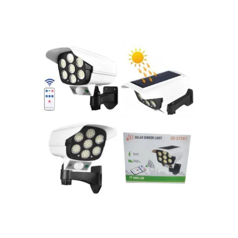 Lampara solar con sensor de movimiento forma camara de seguridad