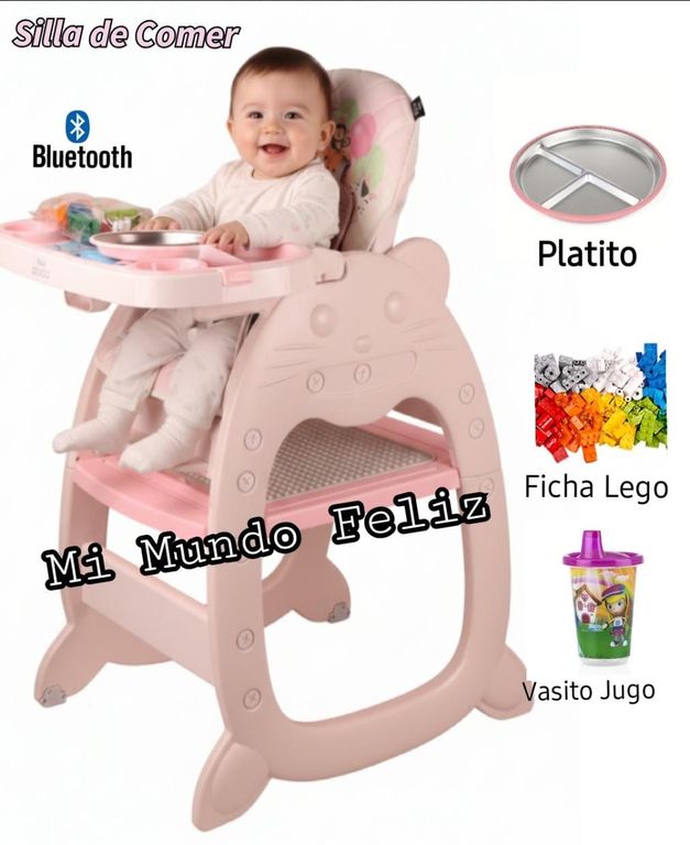 Silla de Comer para Bebe Deluxe con Accesorios Pink Pastel