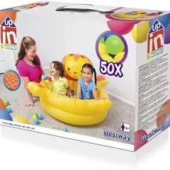 BESTWAY - Piscina Inflable Infantil León con 50 pelotitas de Colores