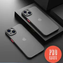 GENERICO - Cases iphone 13 Pro max carcasa de silicona suave y dura mate negro con rojo