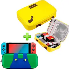 VARIOS - Pack Maleta para Nintendo Switch y Oled Pikachu más Estuche Luigi VA