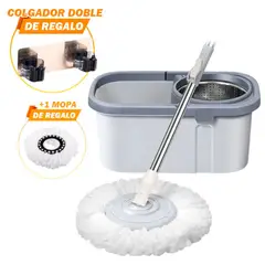 GENERICO - Balde Trapeador Giratorio CuadradoPL Y Colgador Doble Regalo